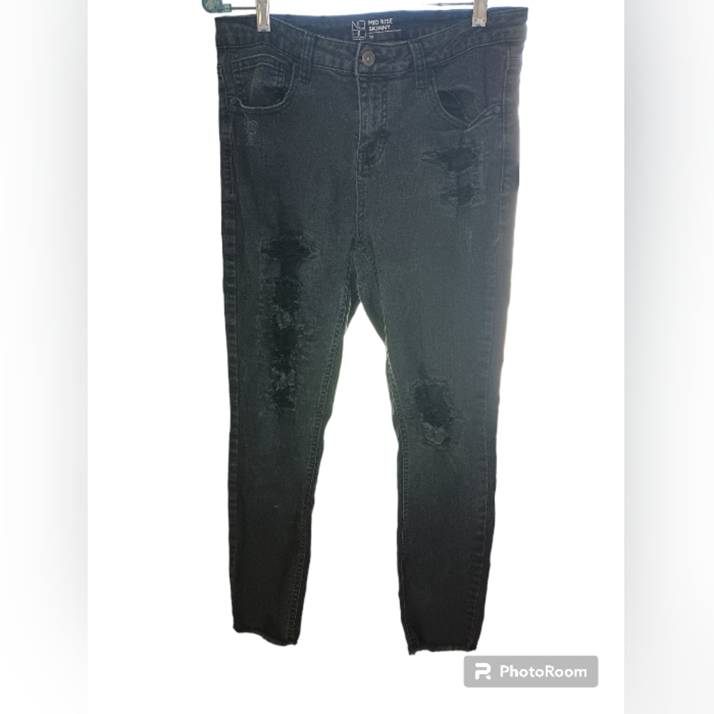 NOBO GUC Junior's Mid Rise Skinny Jeans Blk Sz 13